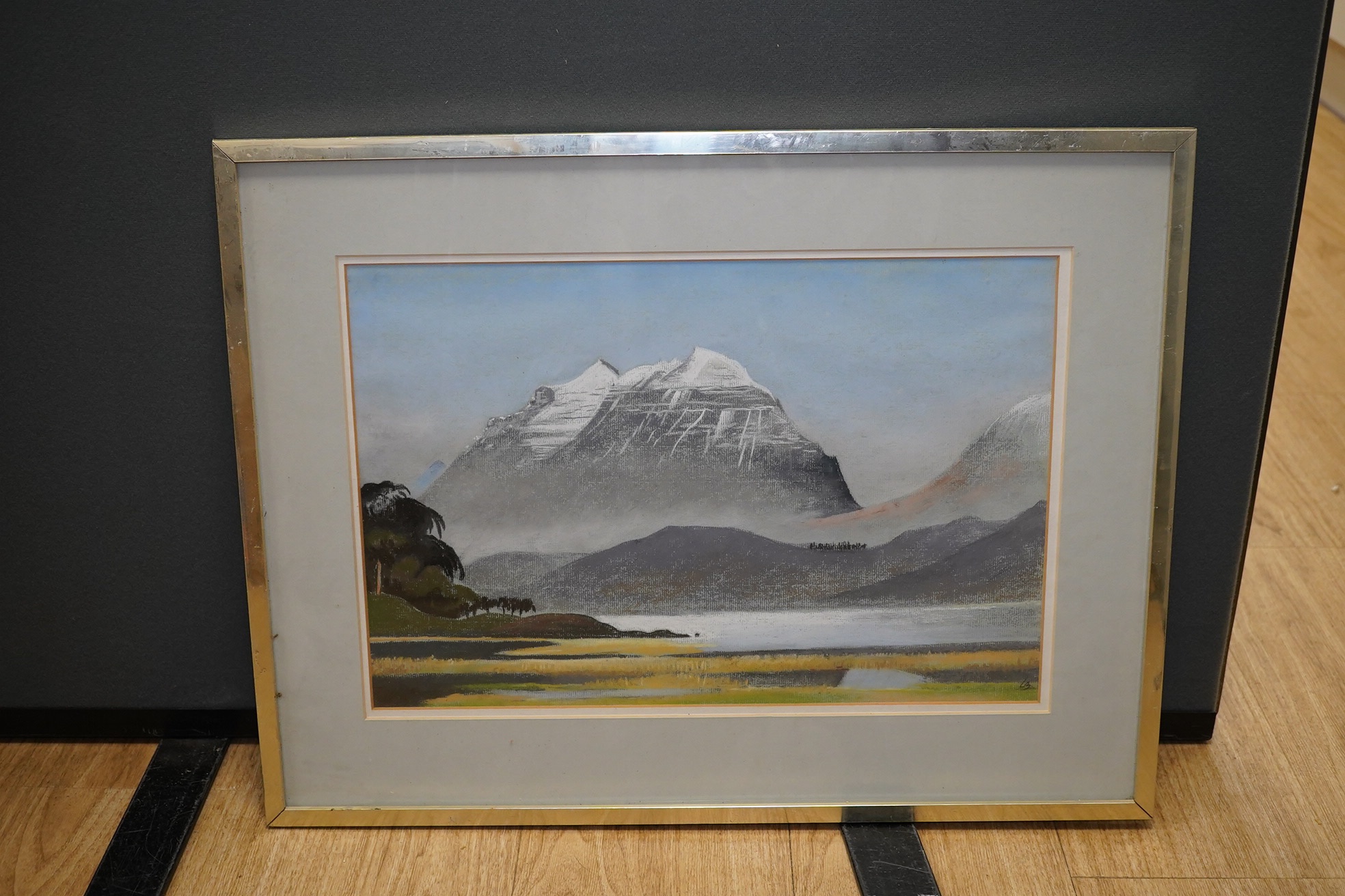 Lionel Gordon Baliol Brett (1930-2004), pastel, 'Liathach Westeros', signed with initials, label verso, 29 x 43cm. Condition - good